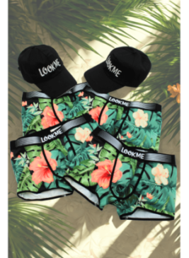 Pack 4 Boxer LM2402-67ARO LOOKME + 2 Casquettes Offertes